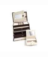 International Ivory Brown Leather 4 Level Jewelry Box - $316.04 CAD