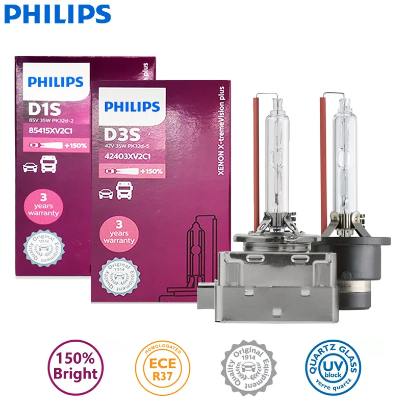 Philips XENON D1S D2S D3S X-treme Vision Plus Gen2 4800K +150% Bright White HID - £29.20 GBP
