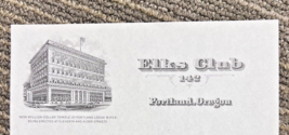 Vintage Elks Club 142 Portland Oregon Stationery 1 Sheet New Million Dol... - $120.04 MXN
