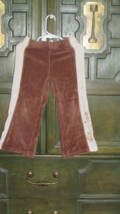 WALT DISNEY PRINCESS 3T girls velour pants brown w/cream side panels (ba... - $5.94