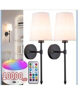 2 Pack Battery Wall Lamps Sconces Rechargeable RGB LED Bulbs W/ Remote Blk - $635.44 MXN