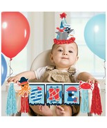 Ahoy Pirate 1st Birthday High Chair Garland Fringed Pennant Banner Paper... - $11.18 CAD