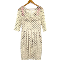 Betsey Johnson Dress Womens size 6 3/4 Sleeve Lined Lace Waisted Polka Dot - £25.08 GBP
