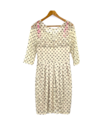 Betsey Johnson Dress Womens size 6 3/4 Sleeve Lined Lace Waisted Polka Dot - £25.14 GBP