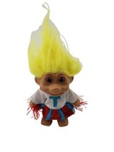 1990&#39;s T.N.T Troll Doll Cheerleader Red Blue Outfit Yellow Hair - £11.83 GBP