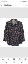 Woman Within Button Down Shirt 2X Or 18 20 Navy Floral Shacket Cottage Cotton - $19.78