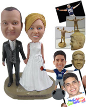 Personalized Bobblehead Bride And Groom Wearing Gorgeous Wedding Attire - Weddin - £122.67 GBP