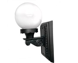 Antique Cast Iron Sconce Light With Opal Milk Glass Globe Wet Location Socket - £245.56 GBP