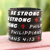 5 Be Strong Wristbands - Philippians 4:13 Silicone Bands Inspirational Bracelets - £9.54 GBP