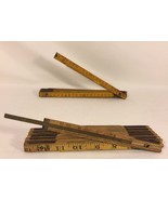 Old Vintage Lufkin Folding Wood 72&quot; Shop Rule With 6&quot; Brass Extension USA + - $296.11 MXN