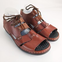 Rieker Brown Leather Lace-Up Sandals Women&#39;s 42 10-10.5 Boho Fisherman G... - $772.43 MXN