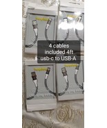 4 Pack Heyday Type C to USB-A Braided Charging Cable for Android - 4ft B... - £14.48 GBP