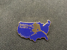 ANCHORAGE Alaska USA Map Lapel Hat Souvenir Travel Pin - $9.85