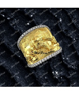 Solid 14K Yellow Gold Finish Mens Round Cut Diamond Lion Dome Ring - $187.91