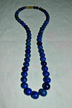 VINTAGE NATURAL LAPIS LAZULI BEADED NECKLACE - £71.14 GBP