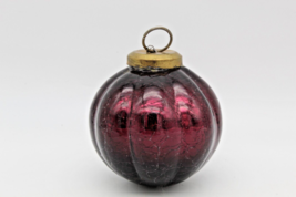 Antique Krugel Amethyst Mercury Ribbed Crackle Glass Christmas Tree Ornament - £46.11 GBP