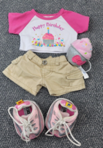 Build A Bear Happy Birthday Outfit 4 PC Set Skechers Shoes Shirt Cupcake Gift - £12.95 GBP