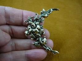 (b-flo-3) Hibiscus flower vine Victorian repro BRASS pin pendant love flowers - £12.25 GBP