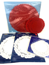 Doilies French Lace Round Paper White Red Crafts Wedding Variety Sizes 86 Pieces - £6.01 GBP