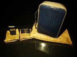 Brizard  Indigo Croco Pattern and Gray Leather with cutter & lighter ( Empty ) image 2