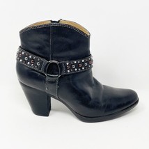 Sofft Womens Black Leather Studded Side Zip Heel Booties, Size 6 - $29.65