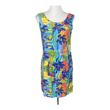 Xtreme Island Womens Tropical Print Dress Vintage Palm Tree Colorful Size S - £21.80 GBP