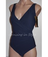 Gottex NWT Midnight Blue Surplice Tank Swimsuit Bathingsuit sz 14 Gorgeous - £62.45 GBP