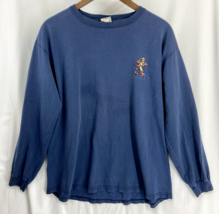 Vintage 90s Disney Tigger Long Sleeve T Shirt Adult Large Blue USA Made ... - $20.89