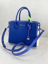 Michael Kors Bag Mercer Tri-color Blue White Leather Structure Zip Crossbody B3K - £102.86 GBP