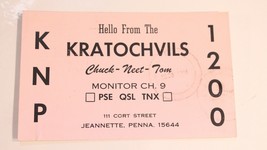 Vintage Ham Radio Card KNP 1200 Jeannette Pennsylvania - $4.94