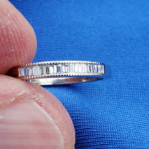 Earth mined Diamond Baguette Milgrain Deco Style Wedding Band Anniversar... - £1,016.15 GBP