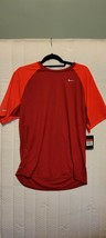 New Men&#39;s Large Nike DriFit Running Short Sleeve Shirt 543499 688 Reflec... - £19.83 GBP