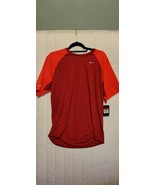 New Men&#39;s Large Nike DriFit Running Short Sleeve Shirt 543499 688 Reflec... - £19.55 GBP