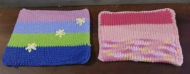 Hand Crocheted Pot Holder Hot Pads Double Thick Pastels Flowers 2pc - £11.00 GBP