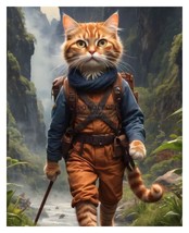 Anthropomorphic Cat Wandering Traveler 8X10 Fantasy Photo - £6.66 GBP