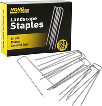 120 Pack Landscape Staples 6 Inches 11 Gauge Stakes, Galvanized Garde... - £31.44 GBP