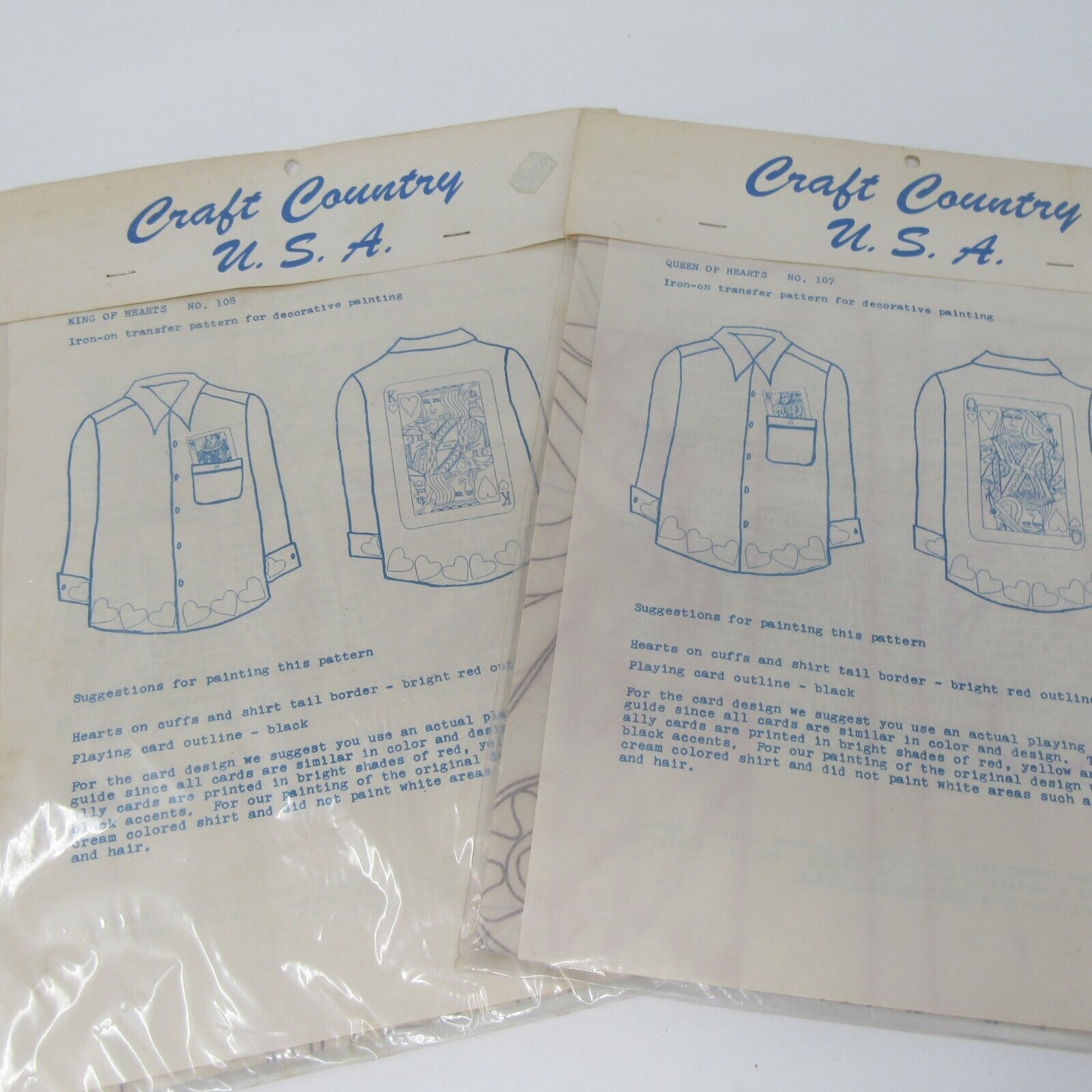 Vtg Iron On Transfer Pattern King Queen of Hearts for Fabric Paint LARGE - £18.71 GBP