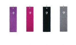 Surprizeshop Ladies Tri Fold Golf Towel. Black, Grey, Pink, Navy or Purple. - £9.82 GBP