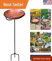 Handcrafted 34&quot; Copper Bird Bath with Heavy-Duty Iron Stake for Outdoor ... - $104.99