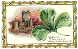 Old Erins native Shamrock embossed St Patricks Tuck Postcard 1910 - £11.80 GBP