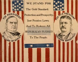 President William Mc Kinley &amp; Theodore Roosevelt Campaign Flyer 8X10 Photo - £8.74 GBP