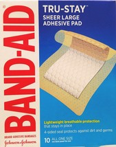 Band-Aid Tru-Stay Adhesive Pads Large Comfort Flex 2 7/8 x 4 Inches 10/Box - £4.74 GBP