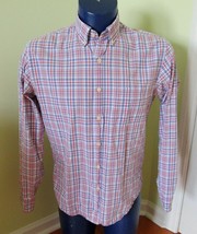 J. Crew Factory Washed Shirt Plaid Button Down 100% Cotton red lavender ... - £10.35 GBP