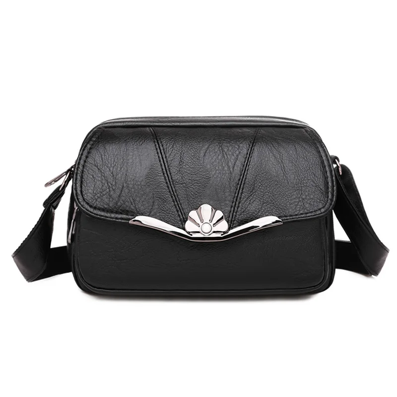 Bags for Women Fashion Crossbody Bags Soft PU Leather Shoulder Bags Black Design - £24.09 GBP