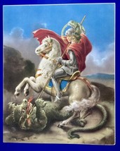 Vintage Saint George and the Dragon Art  Printed In Italy 8x10 - £11.71 GBP
