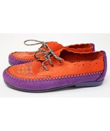 Moki Italian Leather Kids Shoes Purple &amp; Orange Made in Italy MOKI Gorge... - $20.29 CAD