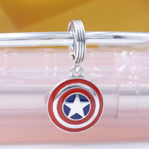 925 Sterling Silver Marvel The Avengers Captain America Shield Charm Bead - £13.62 GBP