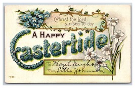 Large Letter Floral Greetings Happy Eastertide UNP Embossed DB Postcard U11 - £3.14 GBP