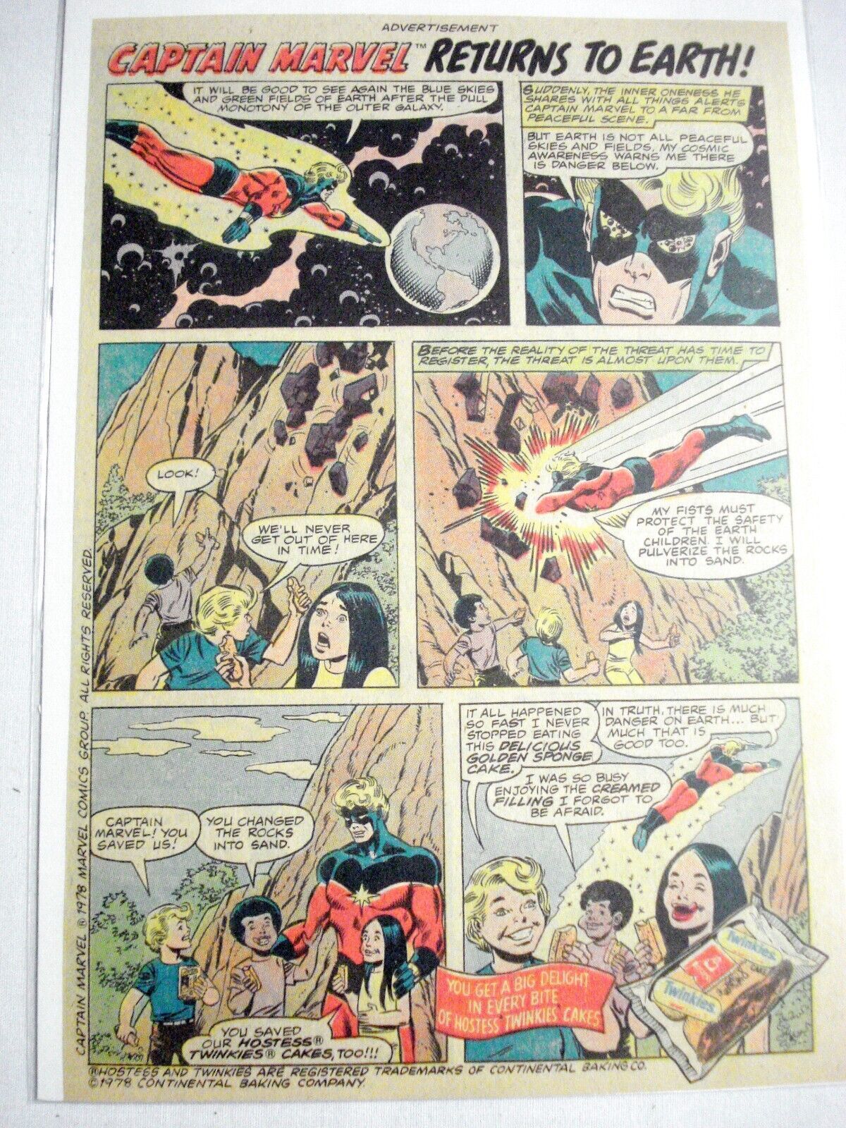 1978 Ad Captain Marvel Returns to Earth Hostess Twinkies - $7.99