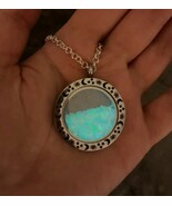 Moon Locket Glass Celestial Glow in the Dark Crystal Necklace Astronomy ... - $777.79 MXN